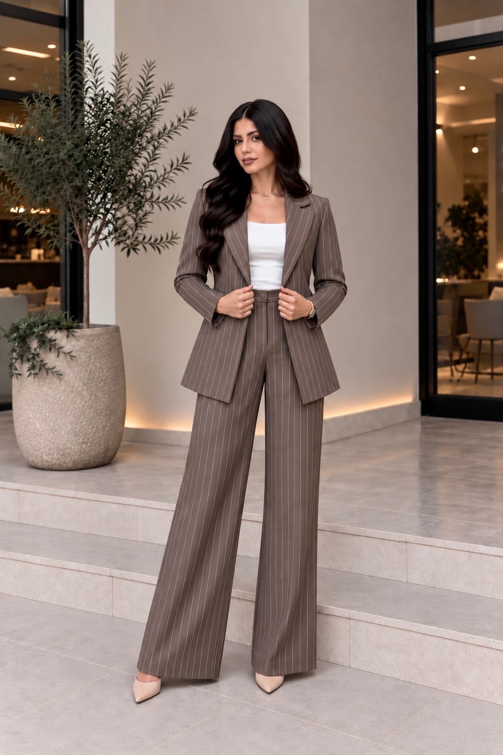 Striped Sleeved Suit