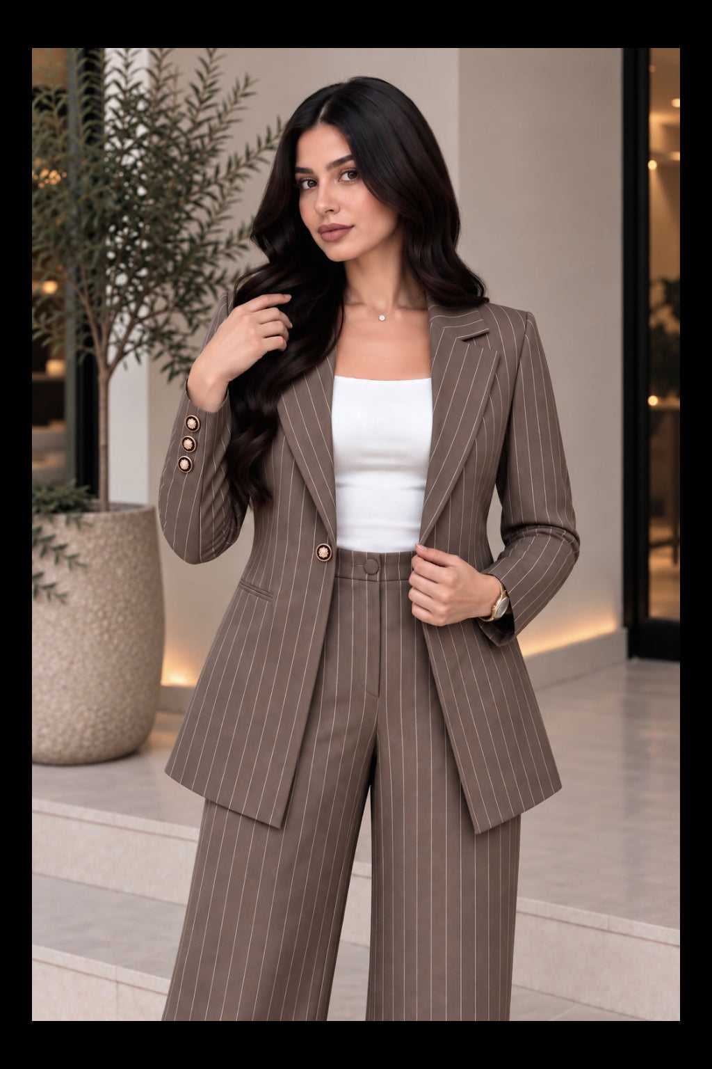 Striped Sleeved Suit