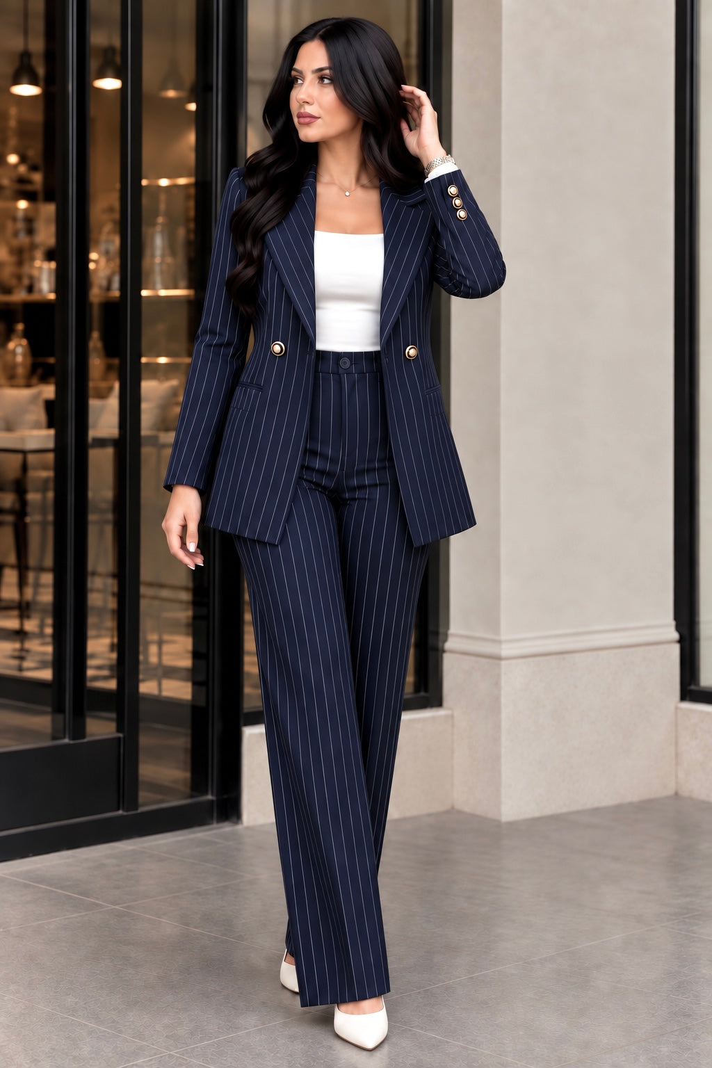 Striped Sleeved Suit