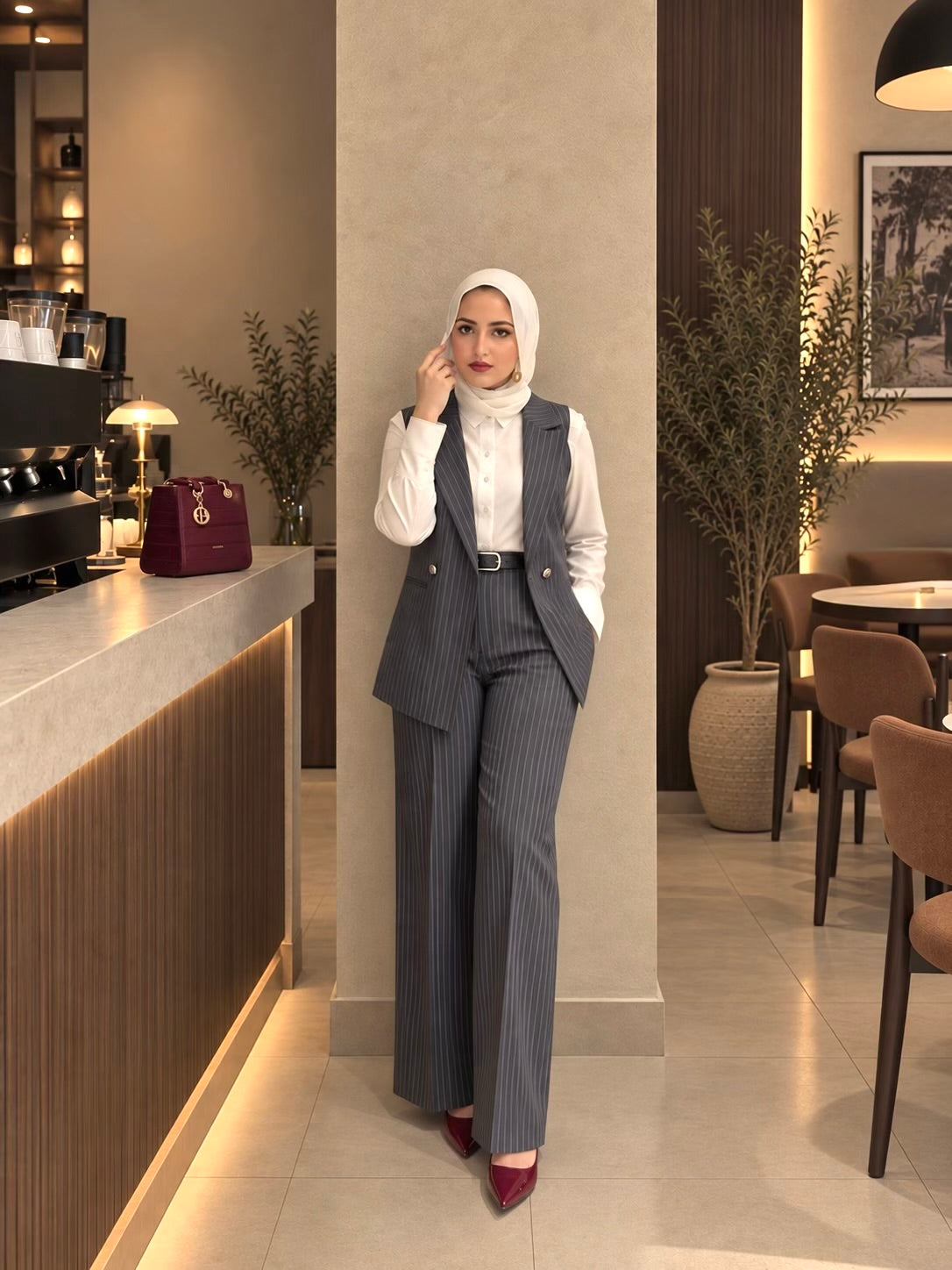 Cut Pinstripe Suit